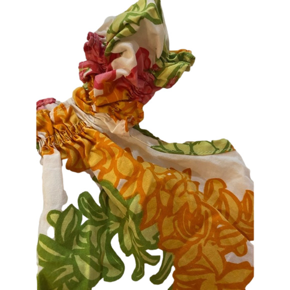 Girls Hawaiian print RJC Dress 18M Orange White made in hawaii - Picture 3 of 4